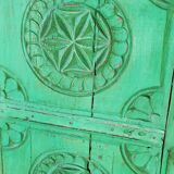 Old green wooden door