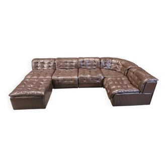 Vintage modular patchwork leather sofa DS11 by Desede, 1960s