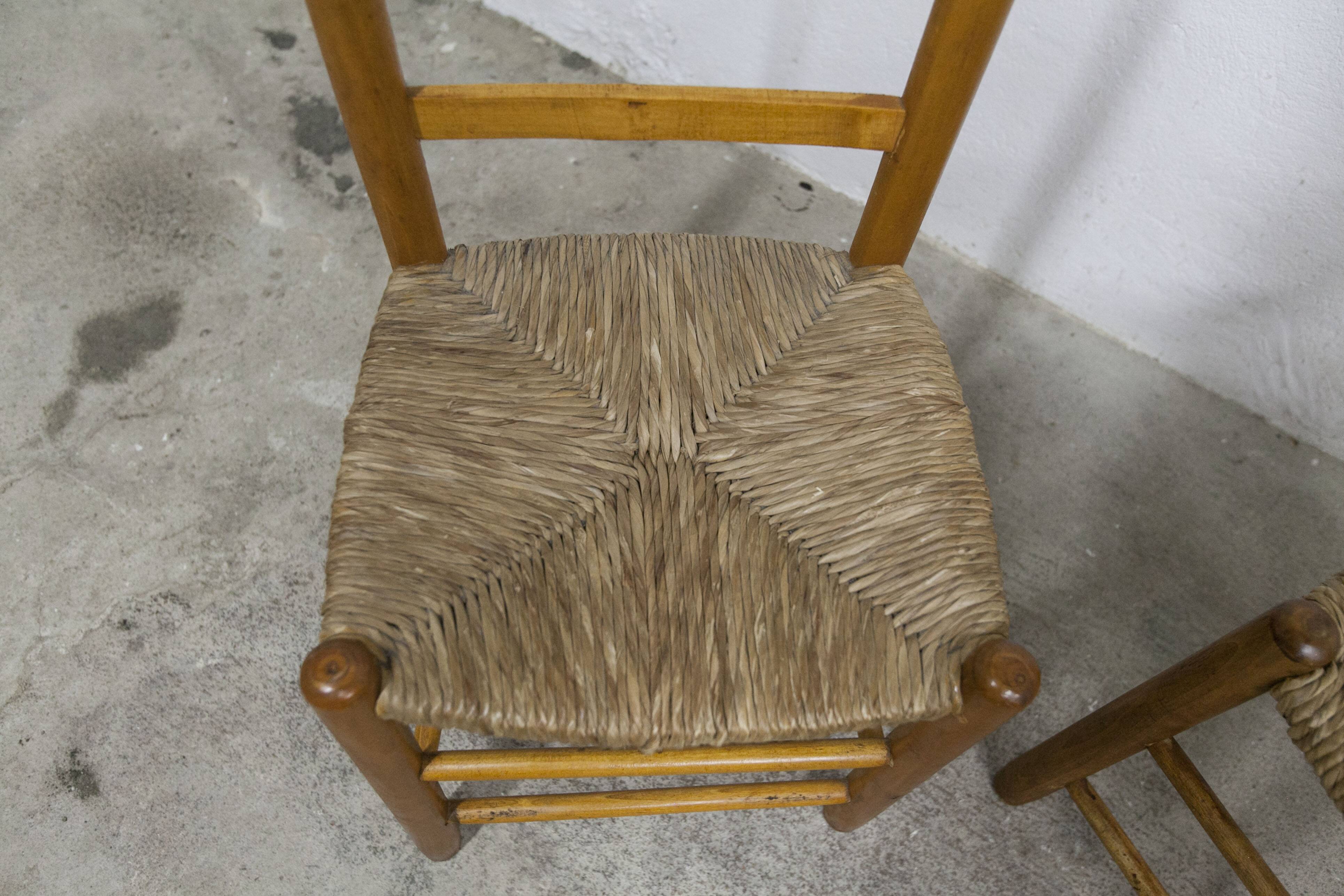 Pair of rustic chairs in solid ash