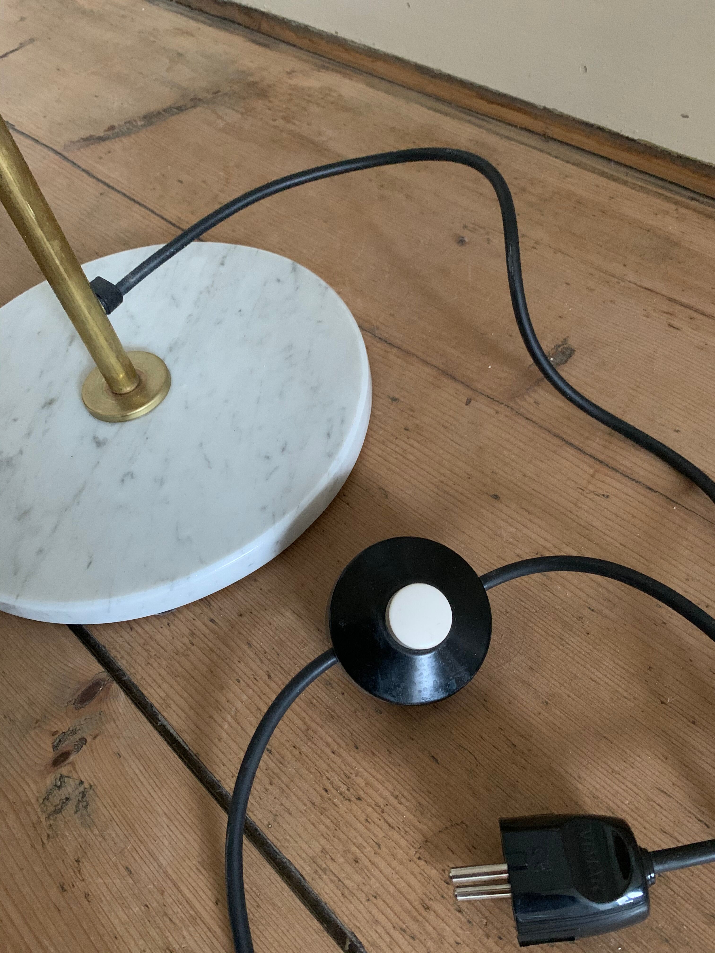 Italian mid century floor lamp brass & opal glass 1950