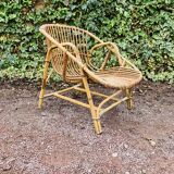Rattan shell armchair
