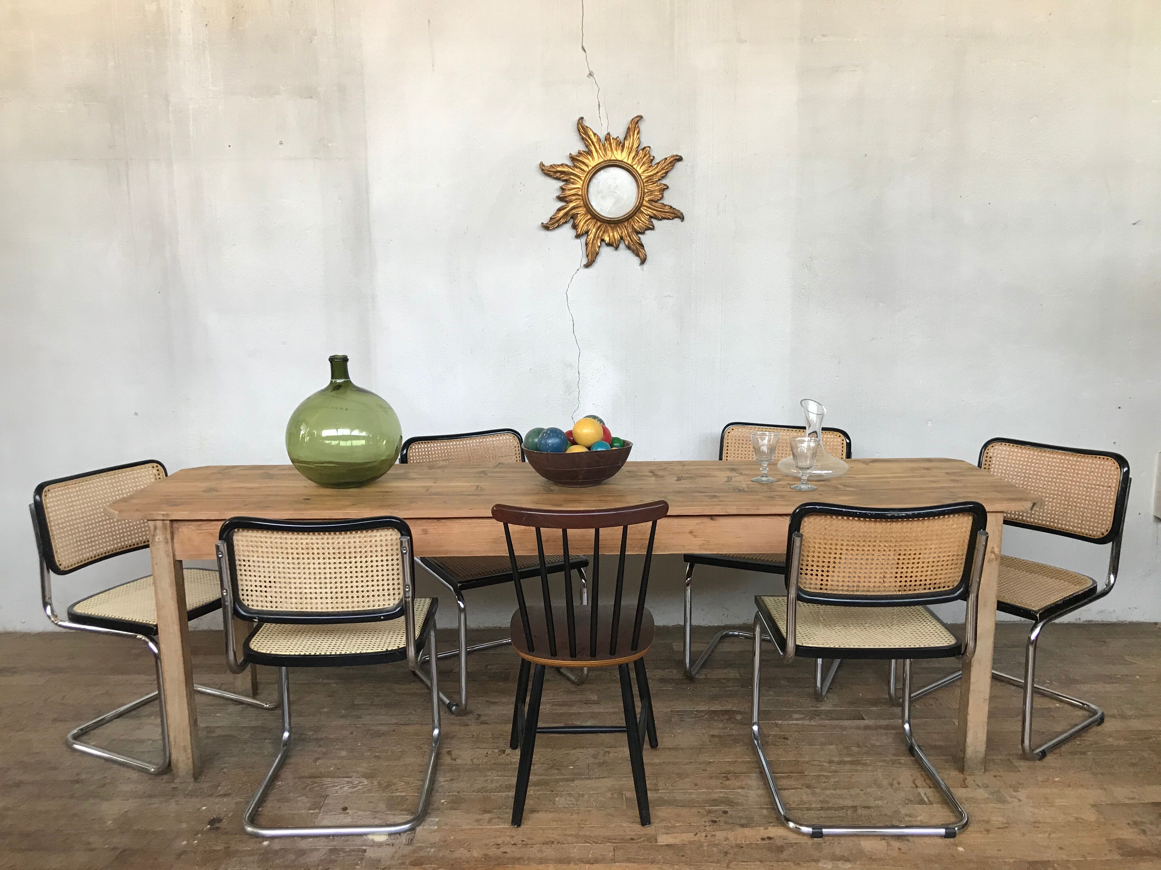 Old and large farm table early 20th shabby bistro fir