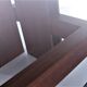 French Brutalist Design coffee table of teak with glass top, 1970