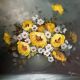 HST painting "Bouquet of flowers in a vase" signed + cadere ec. XX°