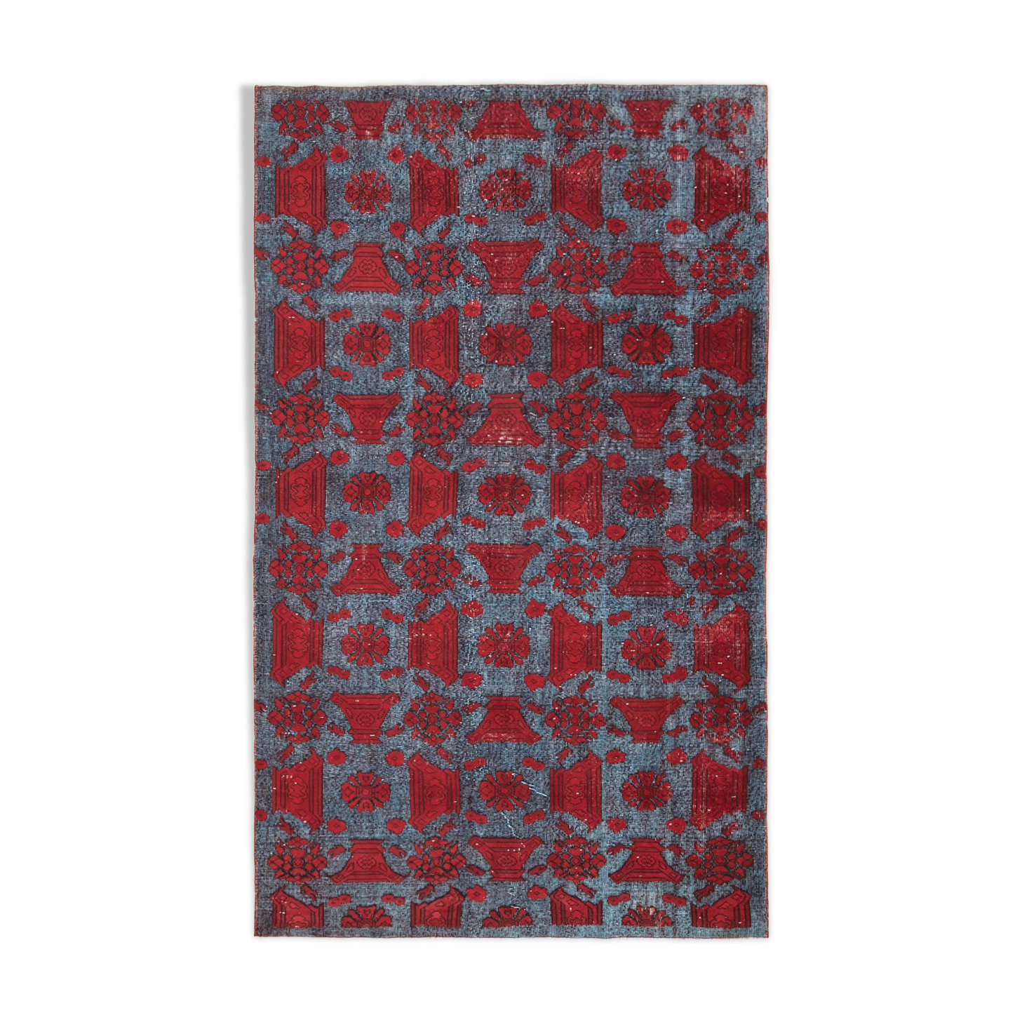 Hand-Knotted Antique Turkish 1980s 173 cm x 296 cm Red Carpet