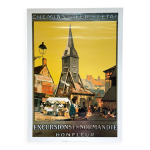 Affiche Honfleur Chemins - fer