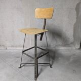Chaise haute d'atelier Bienaise, chaise industrielle vintage