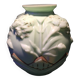 1930s-1940s vase in green opaline with floral decoration