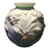 1930s-1940s vase in green opaline with floral decoration