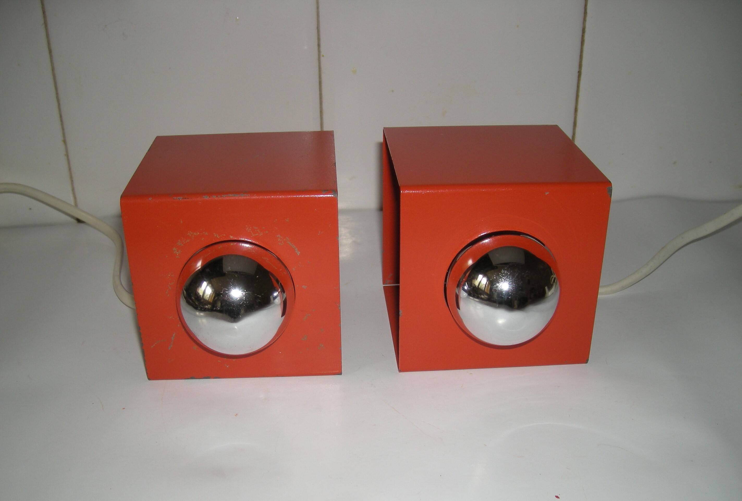 Pair of Orange Lamps from the 70s