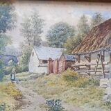 WATERCOLOR 1907 by Albert GYSEL Farm at LA MOTTE AU BOIS towards the North BOURRE