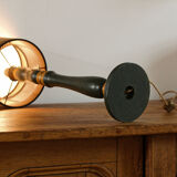 Turned wooden lamp, green and gold