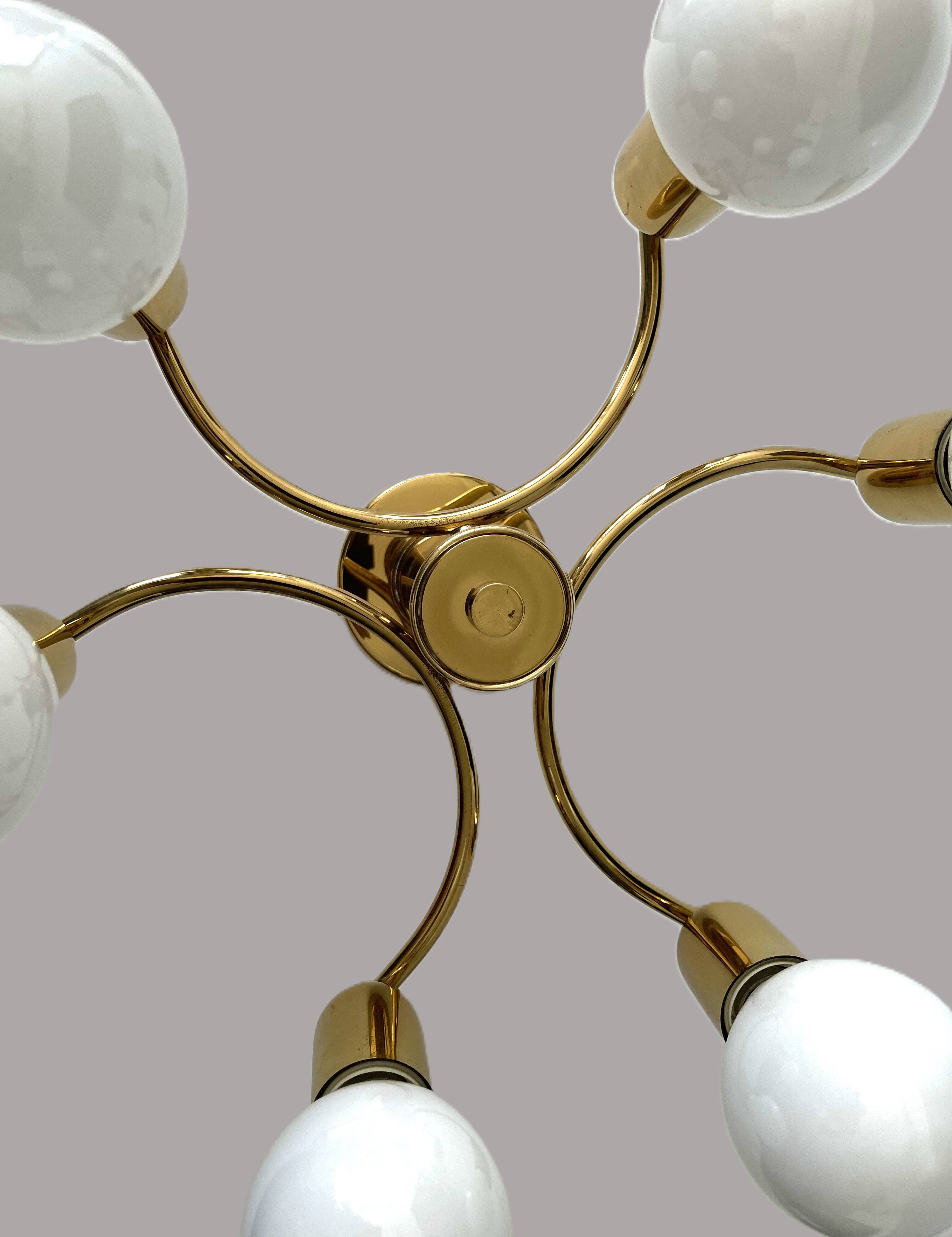 Brass ceiling light in Mid-Century Modern style, Germany, 1970s.