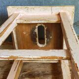 Antique workshop stool in patinated solid wood