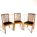 Suite of 3 vintage chairs - Velvet and wood - Italian style