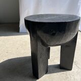 Monoxyl sofa end in black mango tree tripod half-sphere tray h:45 d:44