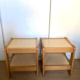 Pair of elm bedside tables