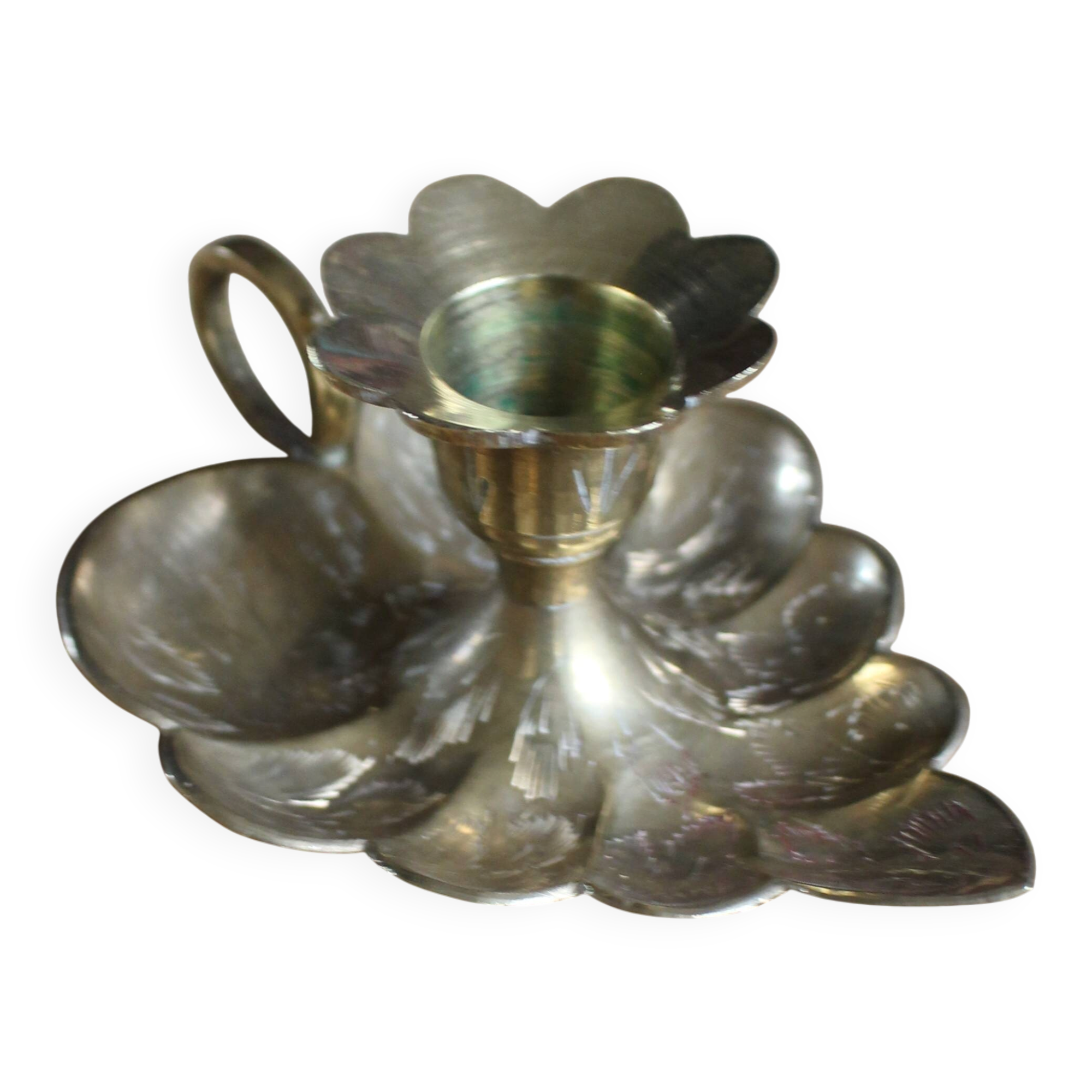 Cave Rat brass leaf candlestick