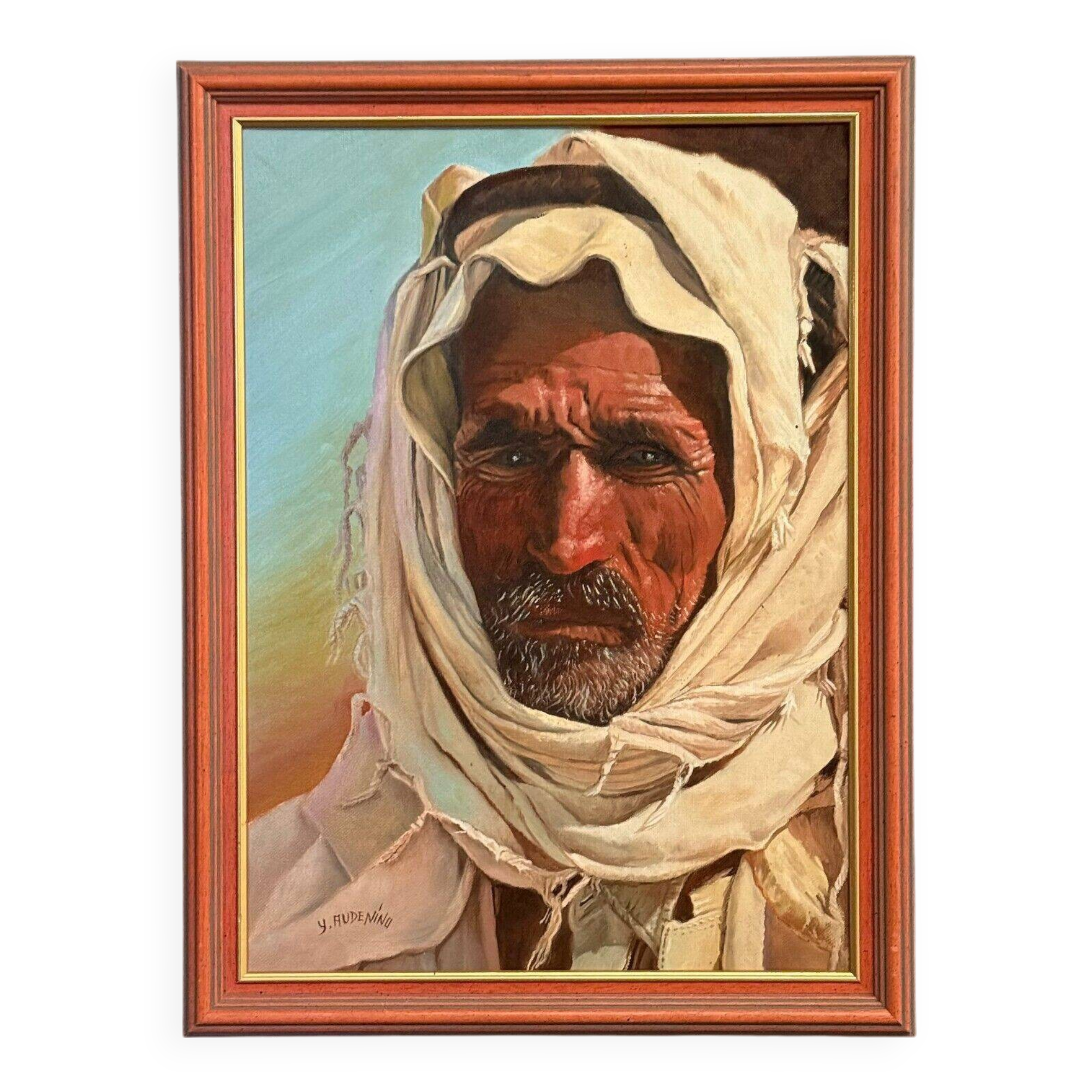 Oriental portrait representing a Berber 20th century by Y. Audenino