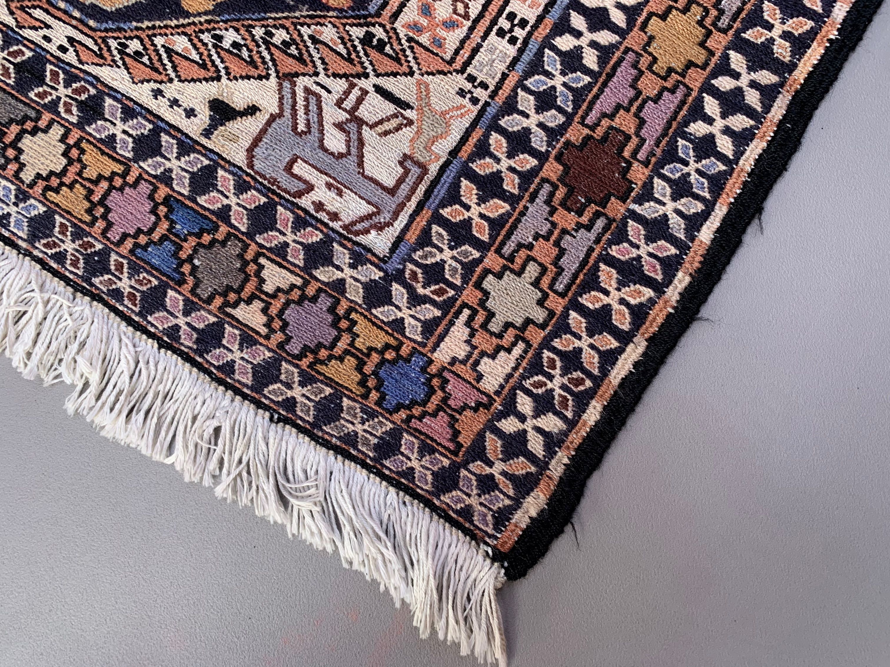 Old turkish soumak kilim runner 303x73 cm