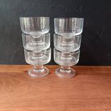 6 vintage French transparent cavalier champagne glasses with thick stems