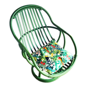 fauteuil vintage pivotant - rotin