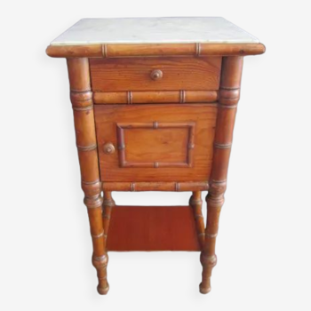 Antique wooden bedside table bamboo style