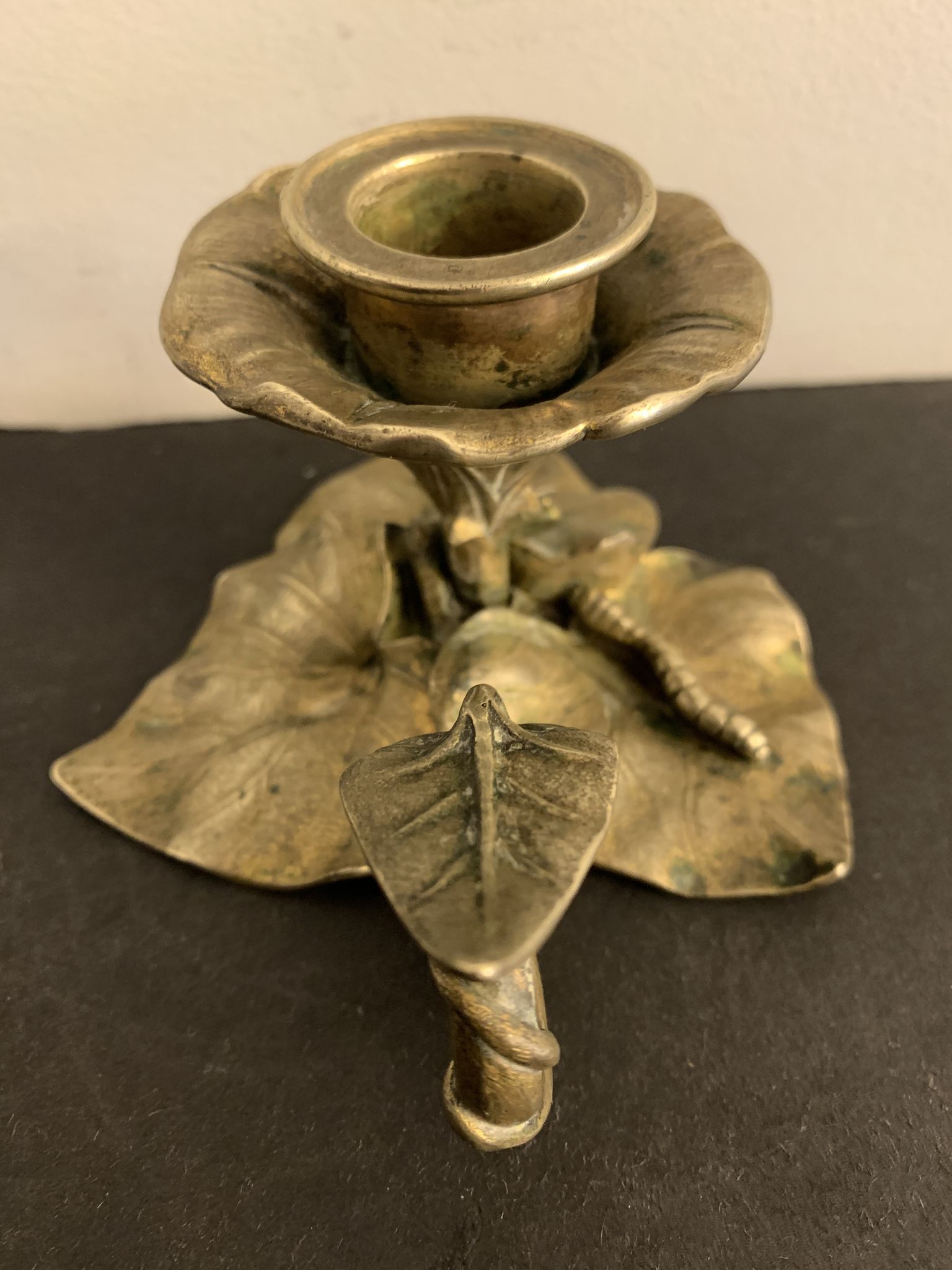Art Nouveau bronze hand candle holder or cellar rat, 1900