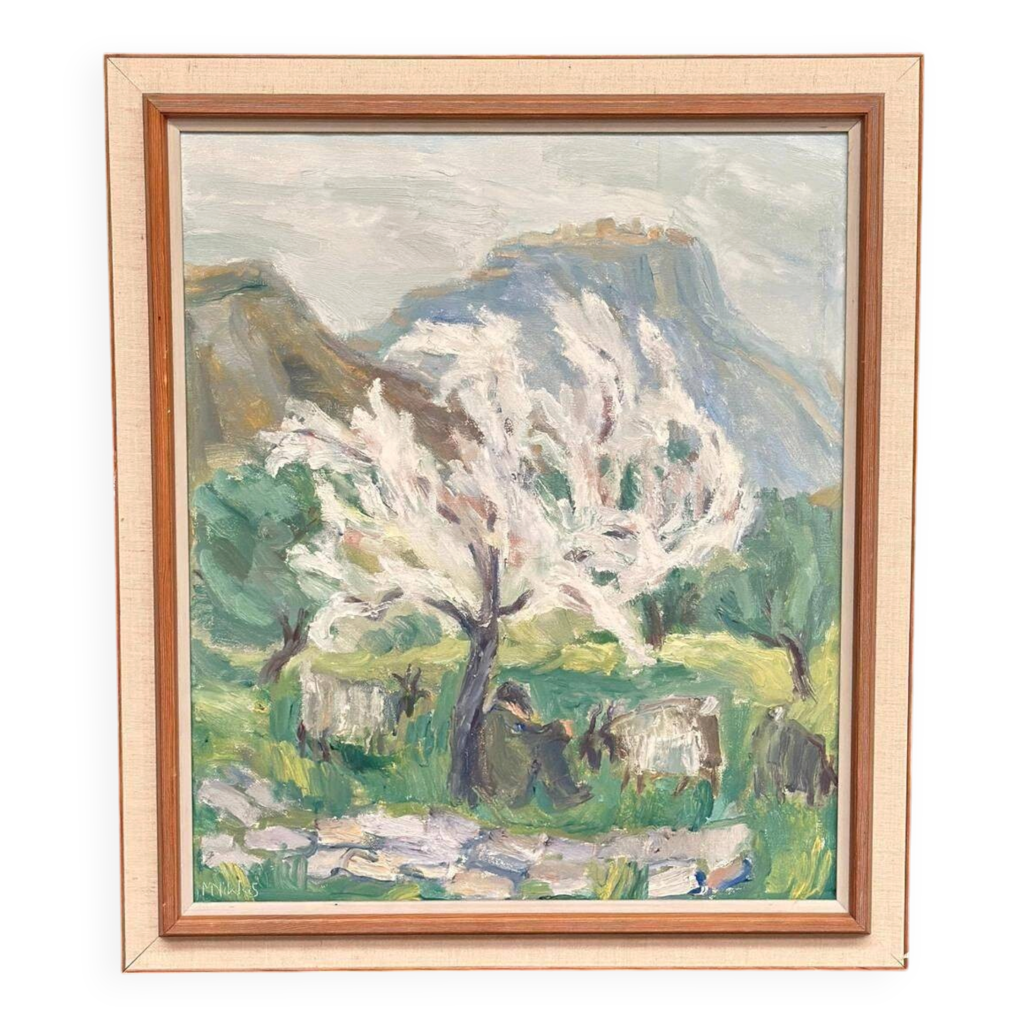 Huile sur toile originale suédoise – « Berger » par May Nicklasson
