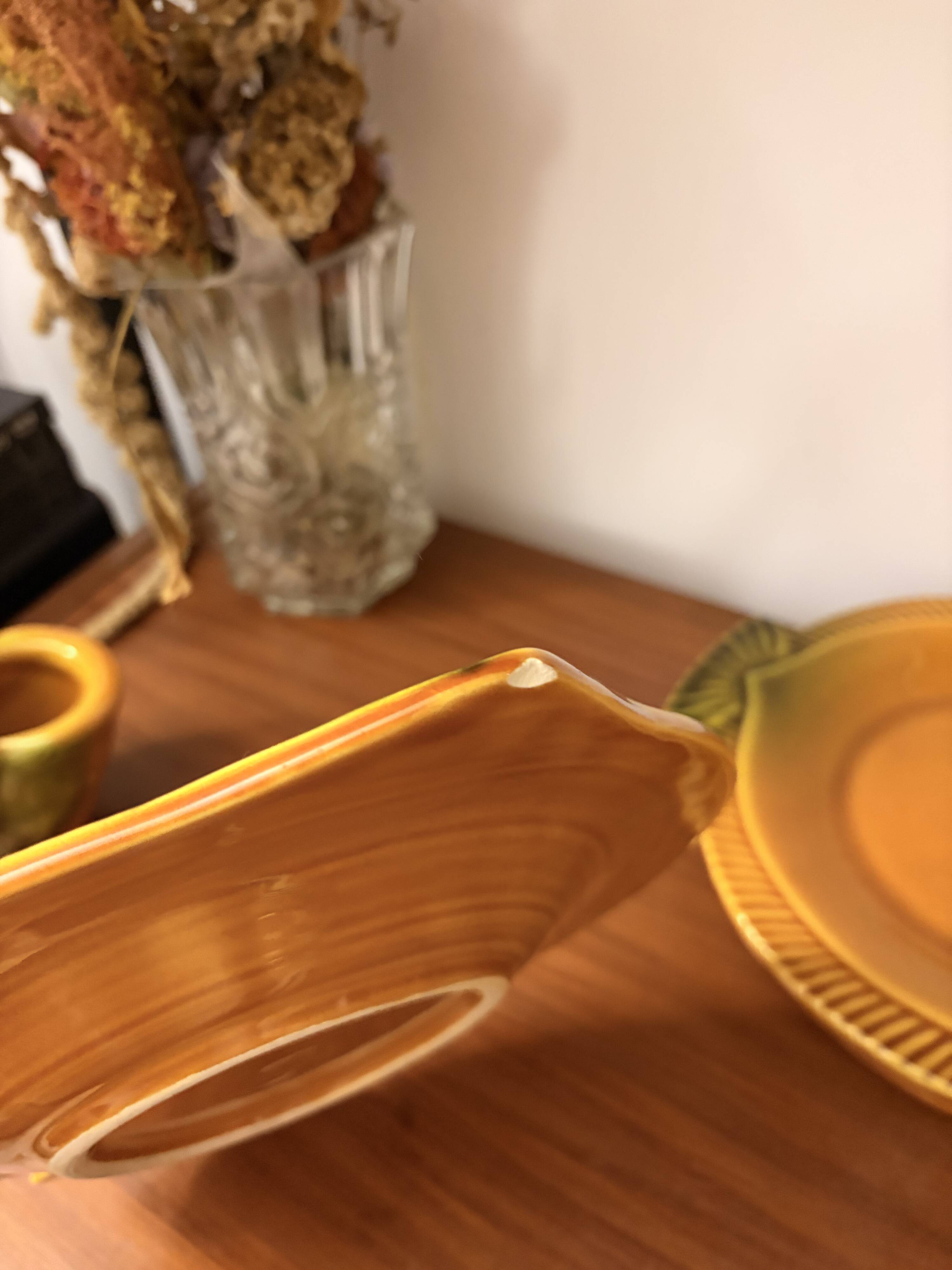 12 fish plates Vallauris in orange and green earthenware vintage 60s/70s