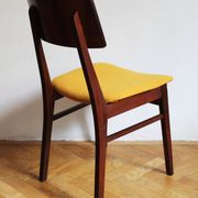 Vintage dining chair from the 1960s, Scandinavian style, wood and fabric.