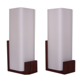 Pair of wall light Louis Kalff-Philips-teak years 60