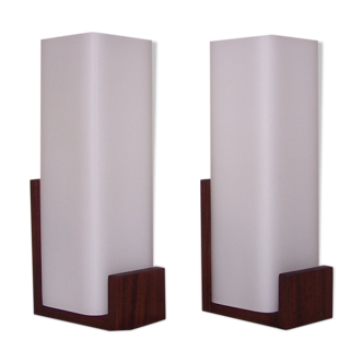 Pair of wall light Louis Kalff-Philips-teak years 60