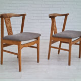 Danish design 70s, pair of dining chairs, solid oak