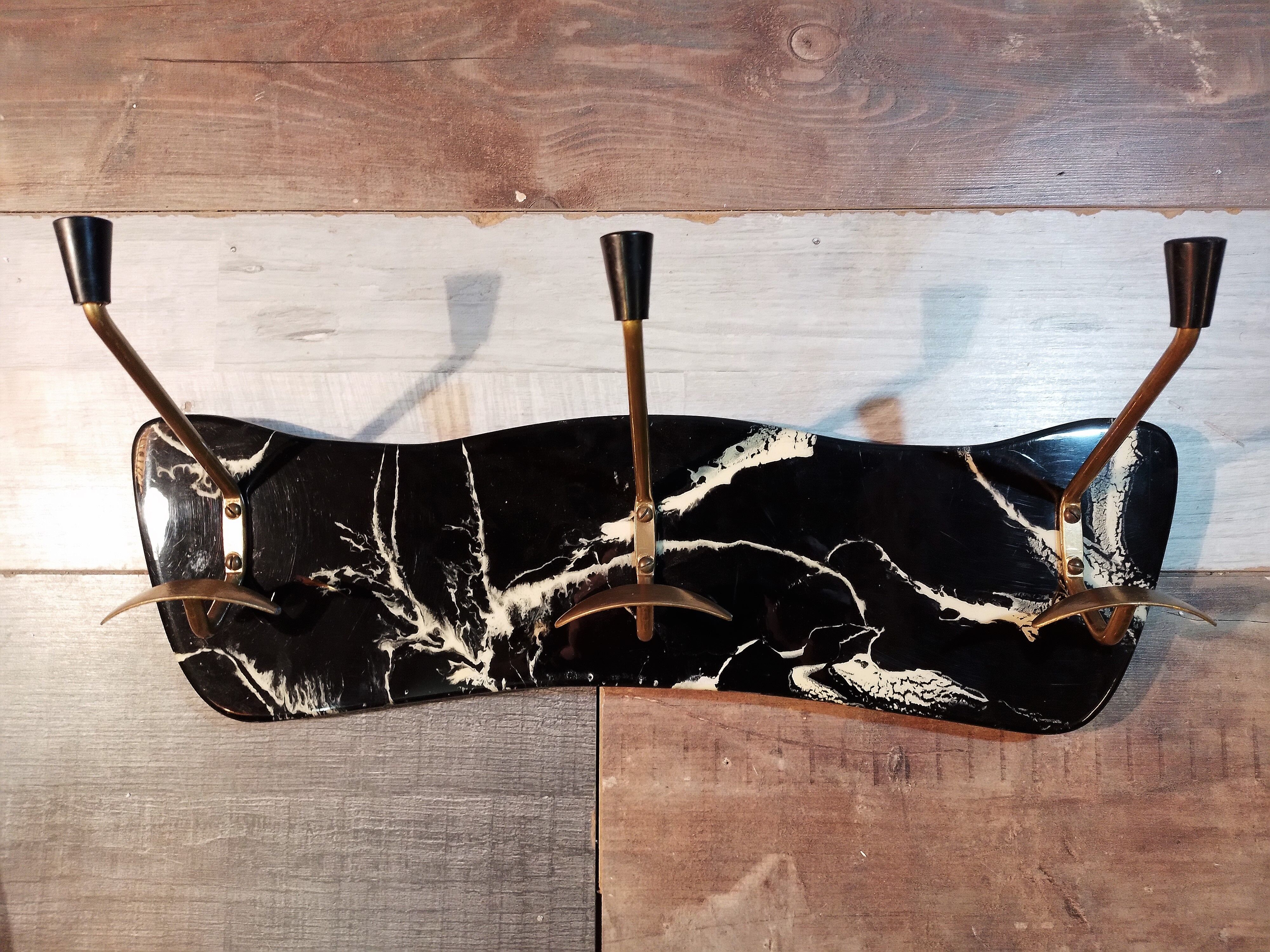 Wall coat rack "Marble" 1950s
