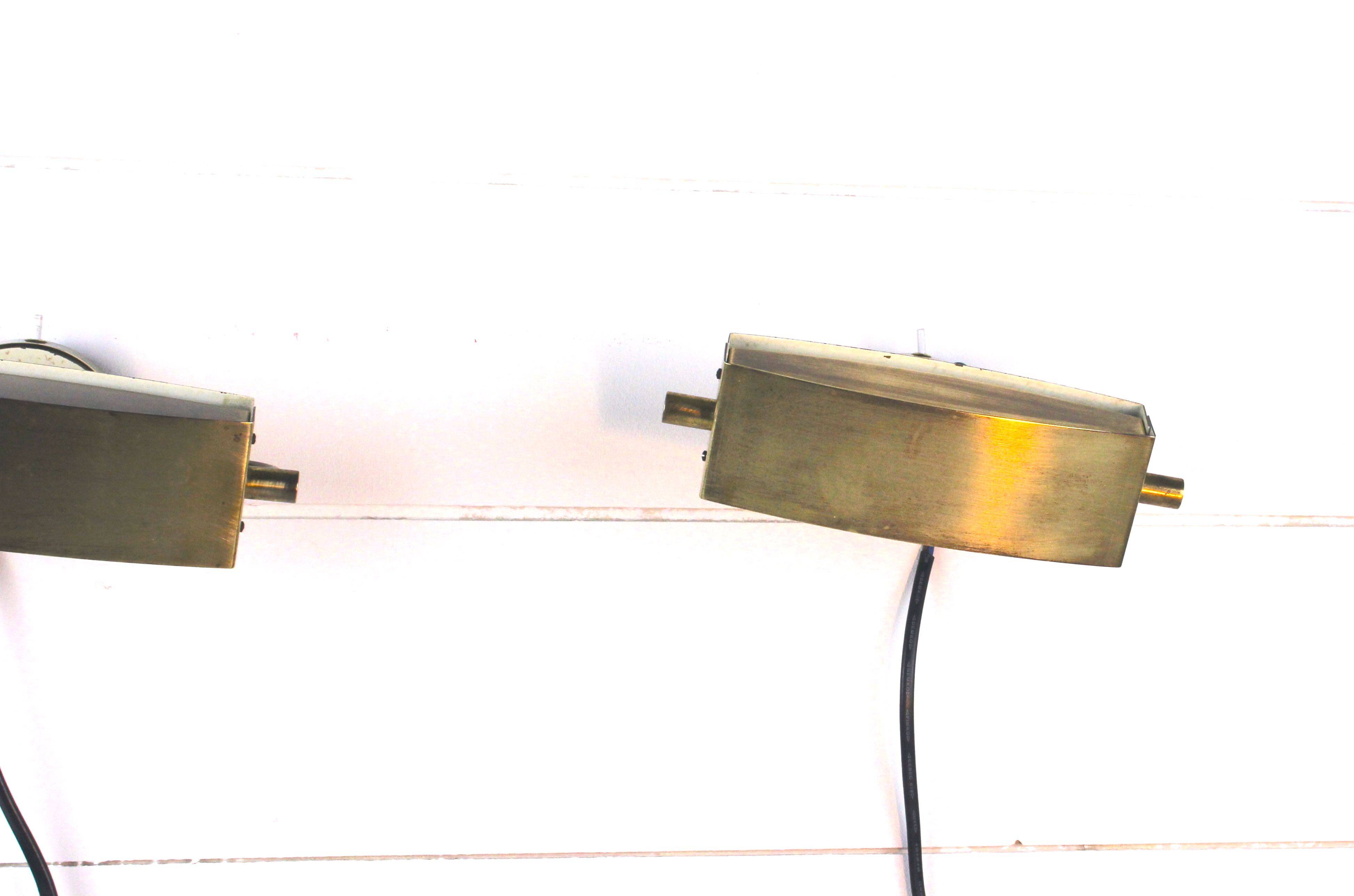 Pair of brass wall lights, Lita, France, 1970s