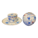 Volkstedt. Set of bonbonnière, plate and vase in cobalt.
