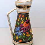 Vintage Henri Bequet Quaregnon hand painted ceramic vase (Belgium pottery 1960)