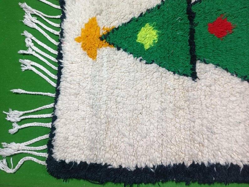 Handmade pure natural wool rug, size 100 x 200 cm