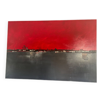 Large Abstract Acrylic Painting on Canvas – Marilyn Monnier