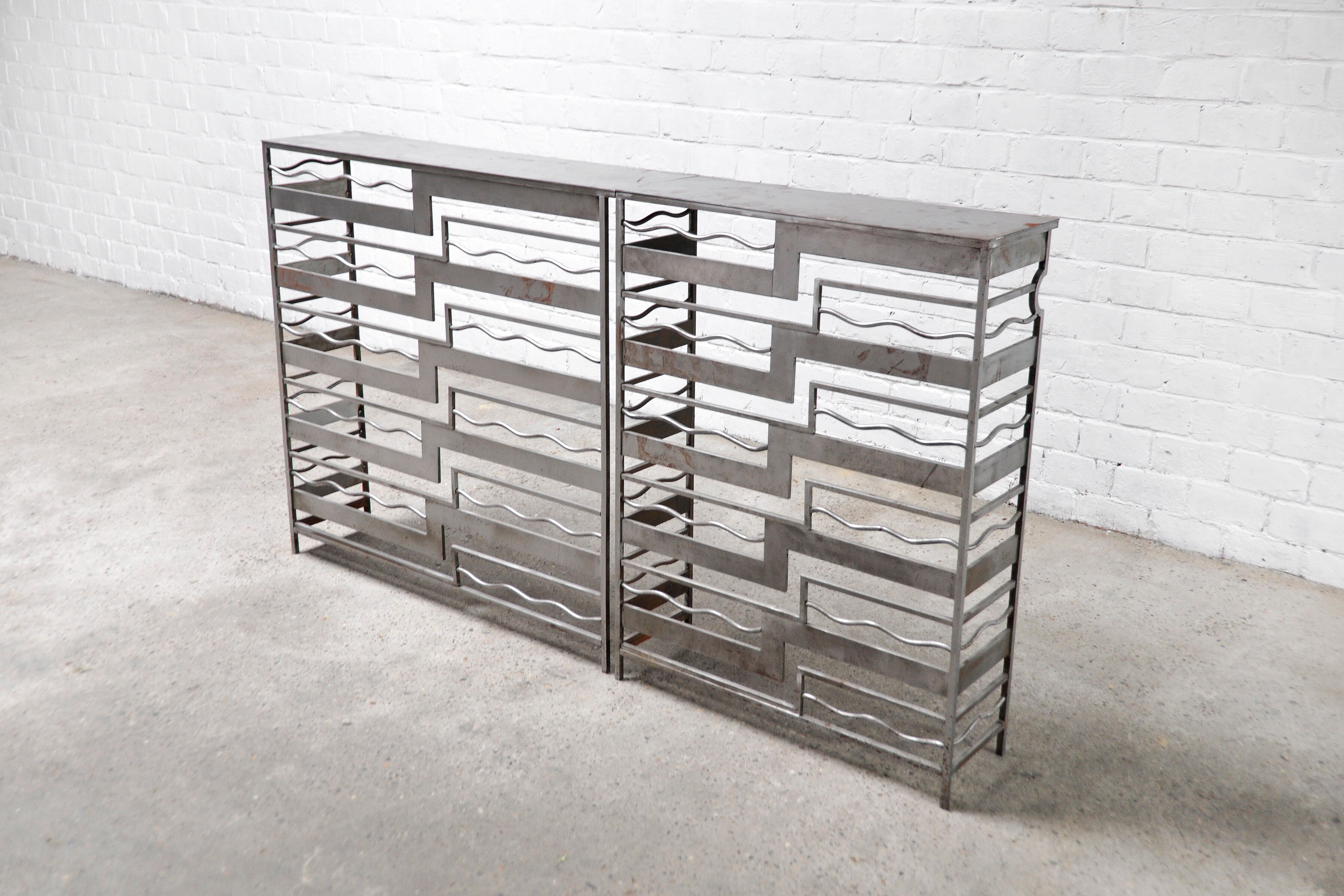 Vintage french metal geometric consoles