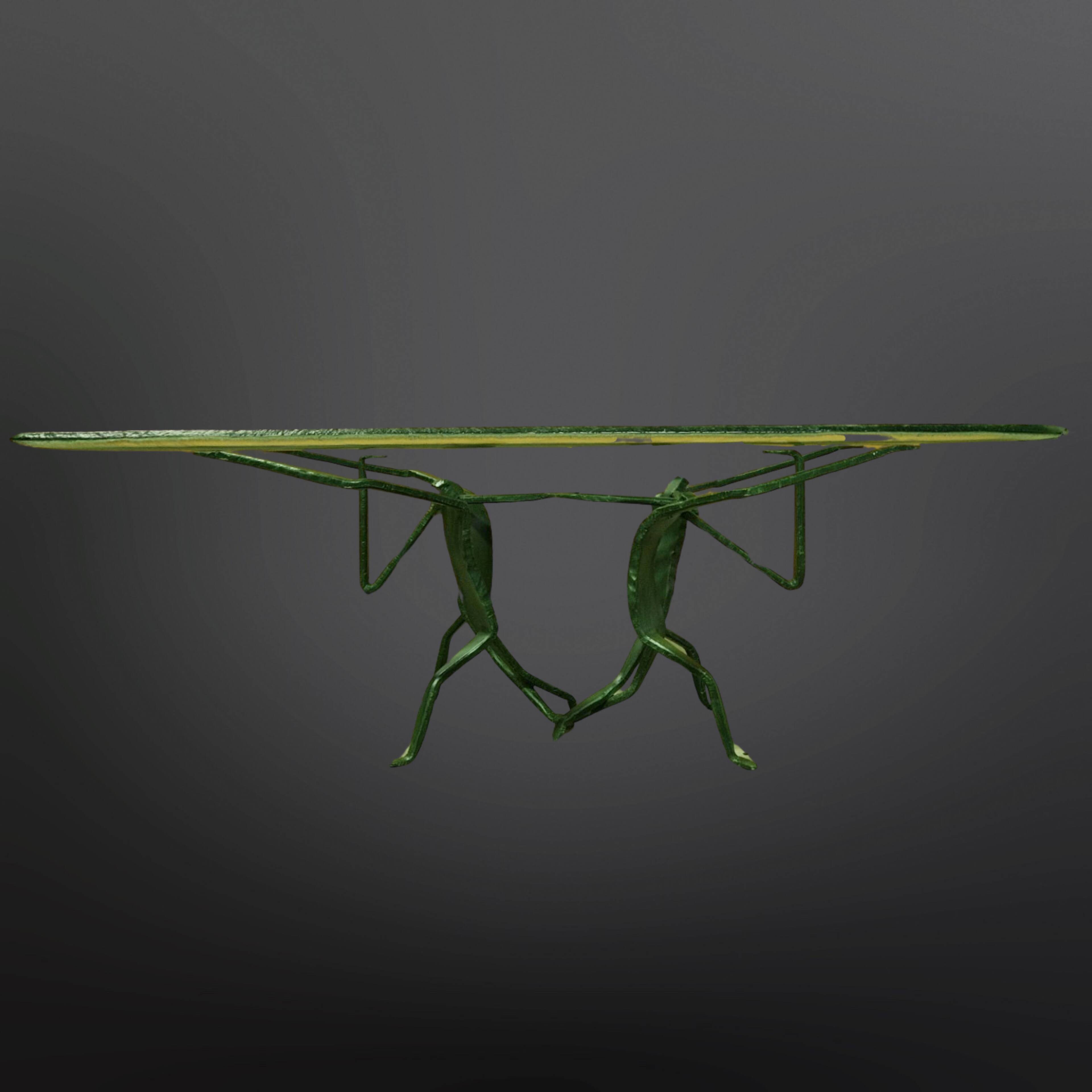 Abstract wrought iron and ice glass coffee table, Germany 1970s