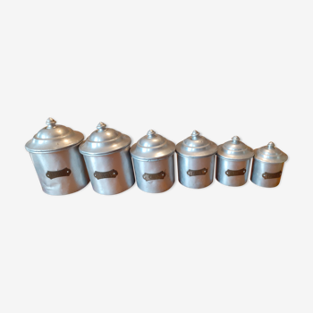 Series of 6 aluminum spice pots
