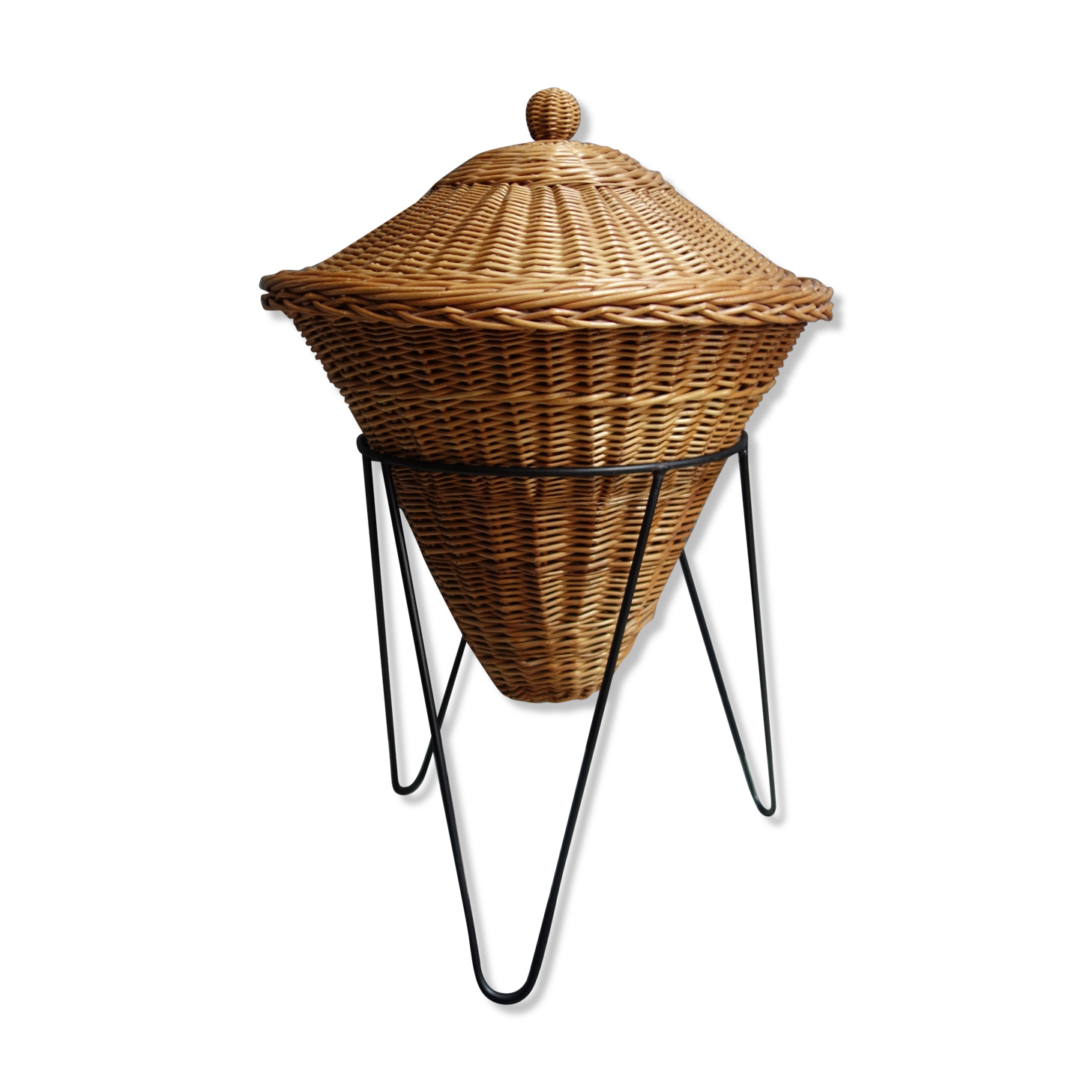 Rattan sewing basket 1950