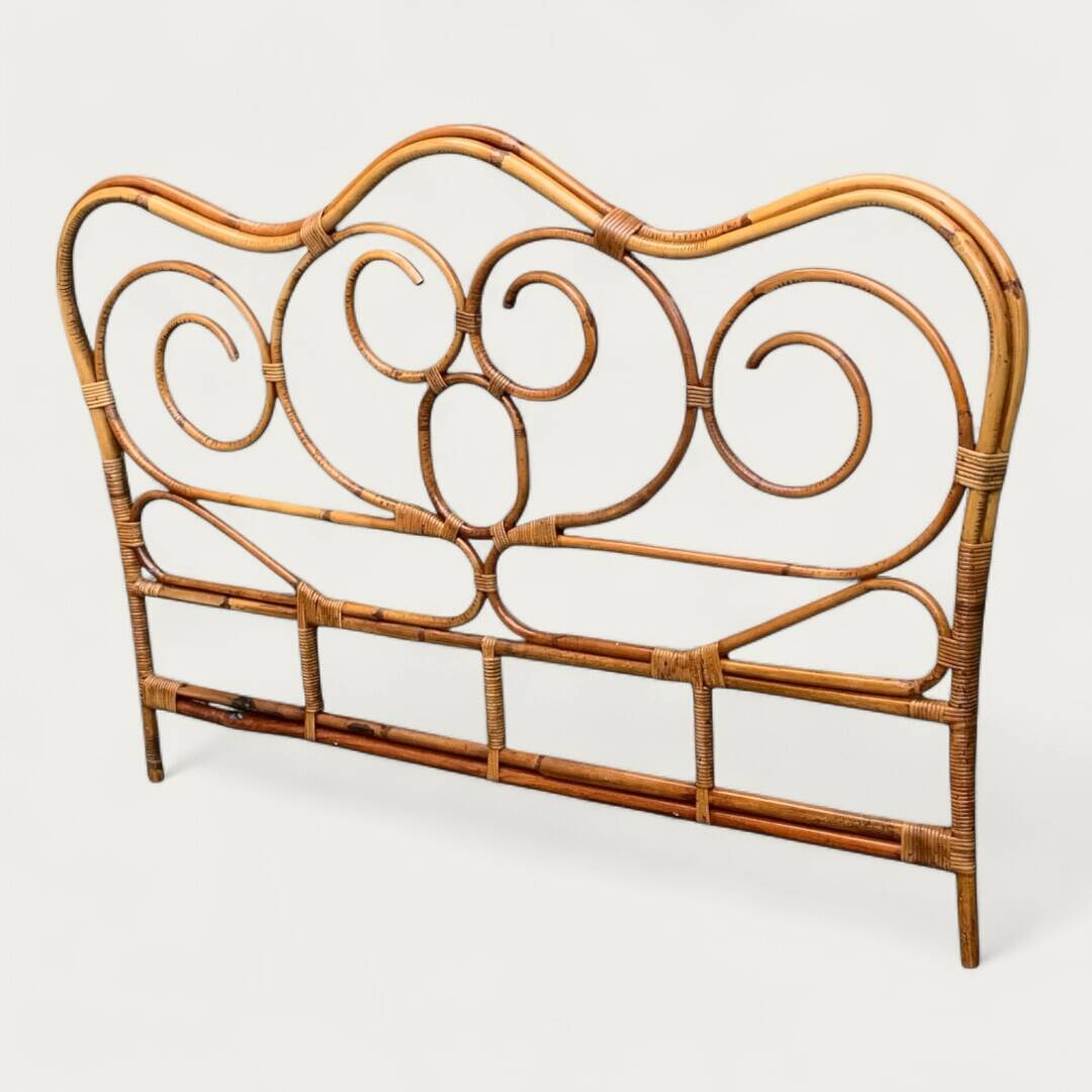 Bamboo and rattan headboard 160cm vintage 1960