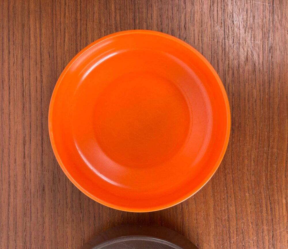 Set of 4 stackable Mepal bowls in mid-century Danish Space Age style, made by Rosti, 1960.