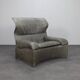 Vela Alta leather lounge chair and ottoman by Giovanni Offredi for Saporiti, Italy, 1970s
