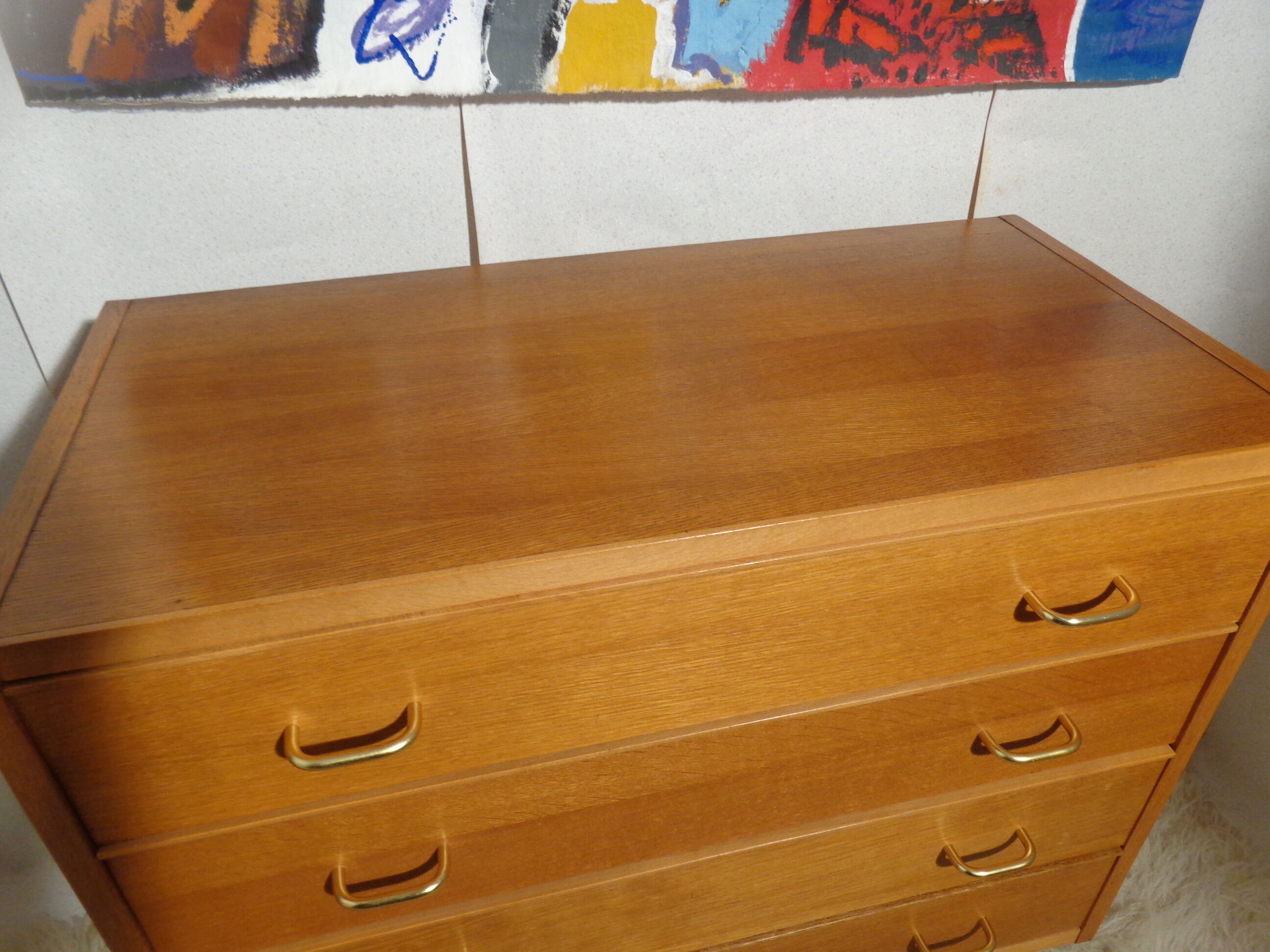 Vintage chest of drawers from the 60s honey color