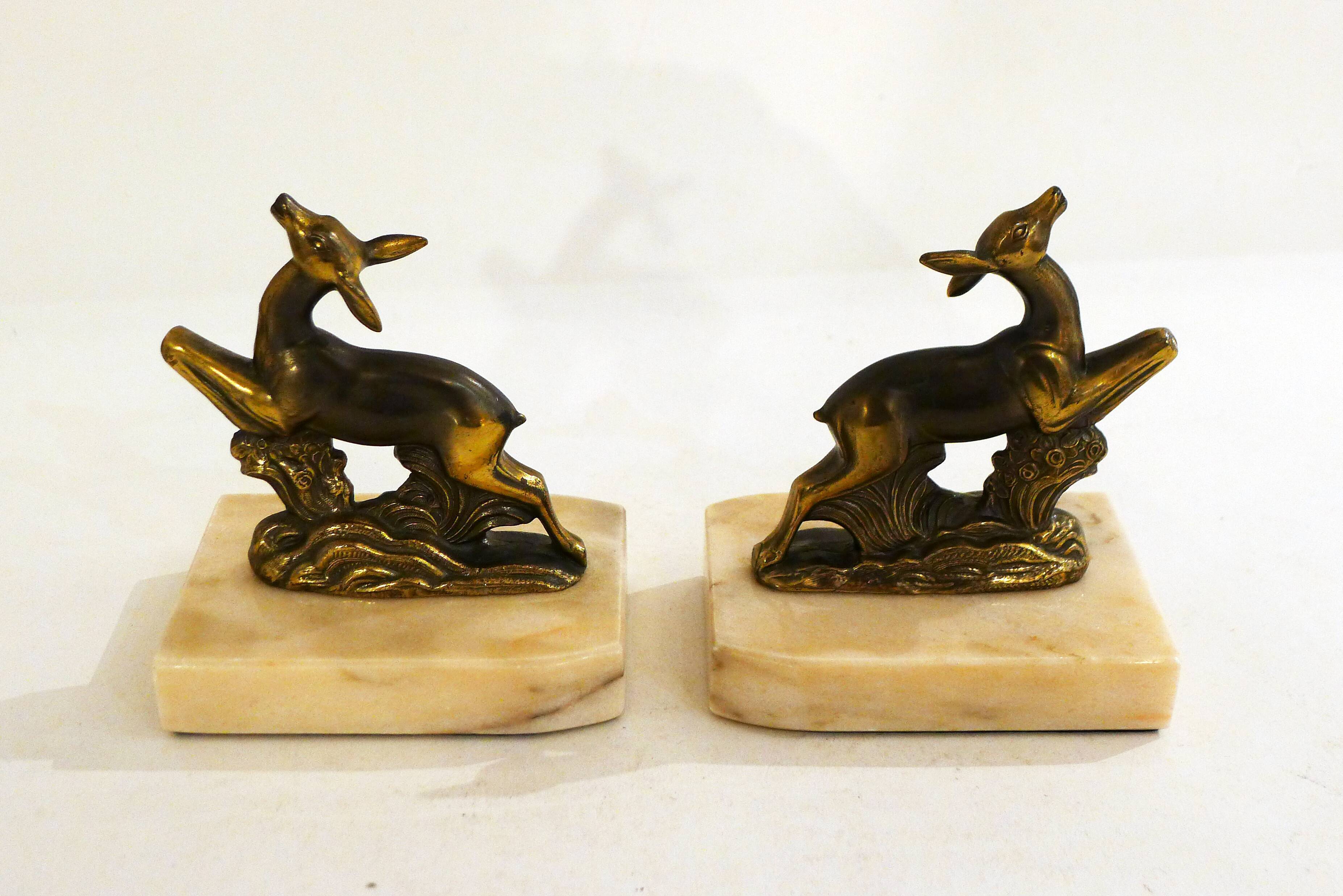 Pair of Art Deco deer book greenhouses