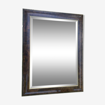 Large mirror with natural wood molding, gold fillet, beveled mirror, (La Gatvinière)